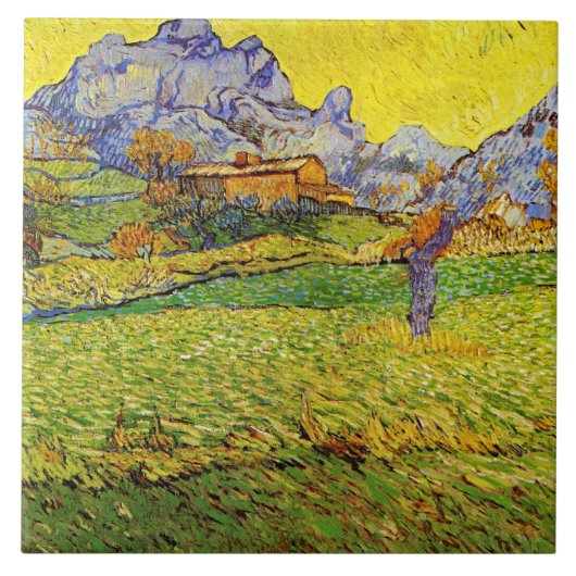 Van Gogh - Een weide in de berg, Tegeltje (Voorkant)