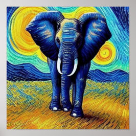 Van Gogh Elephant Poster