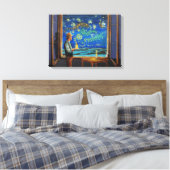 Van Gogh en de nachtelijke vuurgevechten Canvas Afdruk (Insitu (Slaapkamer))
