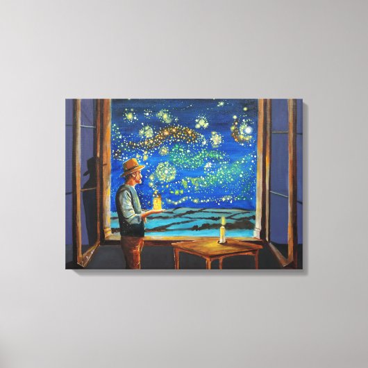 Van Gogh en de nachtelijke vuurgevechten Canvas Afdruk (Voorkant)