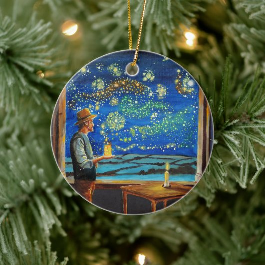 Van Gogh en de nachtelijke vuurgevechten Keramisch Ornament (Boom)