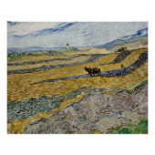 Van Gogh Enclosed Field met Plowman Glossy Poster (Voorkant)