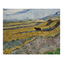 Van Gogh Enclosed Field met Plowman Glossy