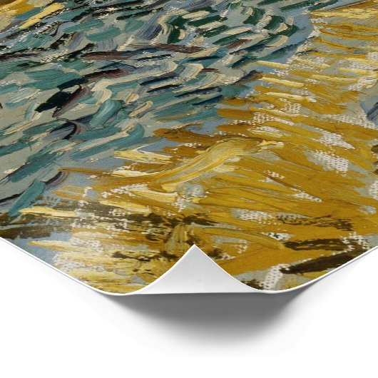 Van Gogh Enclosed Field met Plowman Glossy Poster (Hoek)