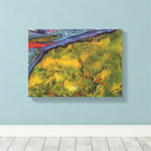 Van Gogh Enclosed Wheat Field met Rising Sun Canvas Afdruk (Insitu (Houten vloer))
