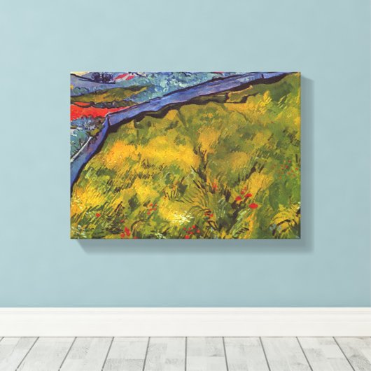 Van Gogh Enclosed Wheat Field met Rising Sun Canvas Afdruk (Insitu (Houten vloer))
