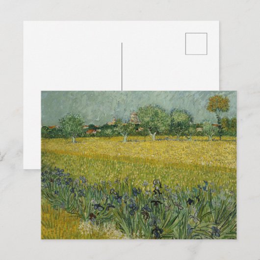 Van Gogh Field met bloemen in de buurt Briefkaart (Voorkant / Achterkant)