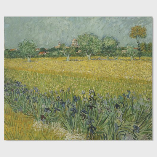 Van Gogh Field met bloemen in de buurt Cadeaupapier (Vlak)