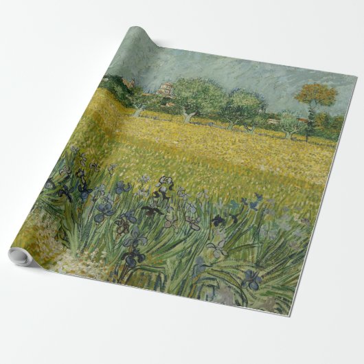 Van Gogh Field met bloemen in de buurt Cadeaupapier (Uitgerold)