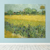 Van Gogh Field met bloemen in de buurt Canvas Afdruk (Insitu (Houten vloer))