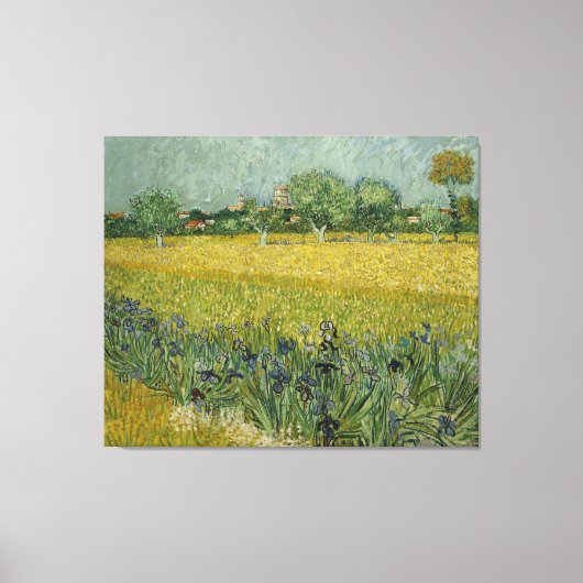 Van Gogh Field met bloemen in de buurt Canvas Afdruk (Voorkant)