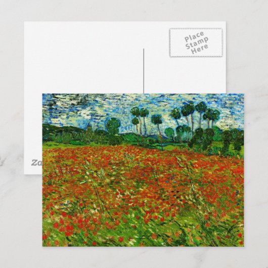 Van Gogh Field met papavers (F636) Fine Art Briefkaart (Voorkant / Achterkant)