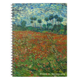 Van Gogh Field met papavers gepersonaliseerd Notitieboek