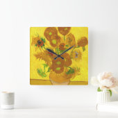 Van Gogh Fifteen Sunflowers In A Vase Fine Art Vierkante Klok (Huis)