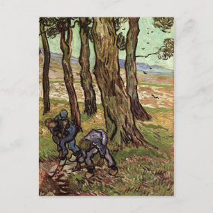 Van Gogh Fine Art, twee cijfers onder de bomen Briefkaart