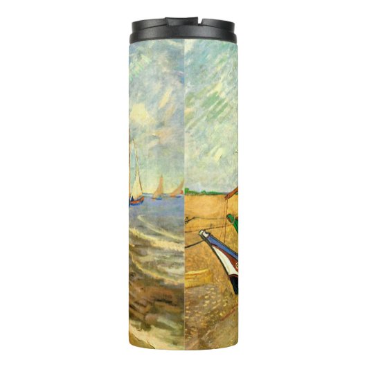 Van Gogh Fishing Boats on Beach at Saintes Maries Thermosbeker (Achterkant)