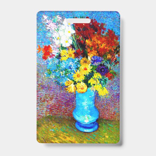 Van Gogh Flowers in een Blue Vase Badge (Voorzijde)