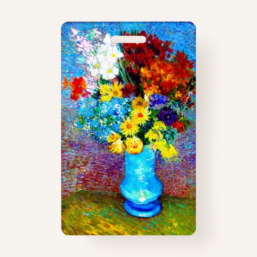 Van Gogh Flowers in een Blue Vase Badge (Voorkant)