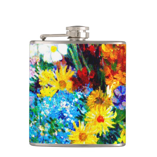 Van Gogh Flowers in een Blue Vase Heupfles (Voorkant)