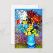Van Gogh Flowers in een Blue Vase Informatiekaartje (Voorkant / Achterkant)