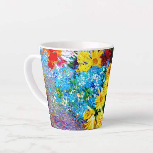 Van Gogh Flowers in een Blue Vase Latte Mok (Linkerhoek)