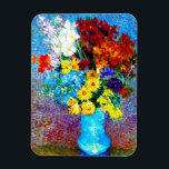 Van Gogh Flowers in een Blue Vase Magneet<br><div class="desc">Magnet met Vincent van Gogh's olieverf Flowers in een Blue Vase (1887). Mooie bloemen van verschillende kleuren zijn gerangschikt in een blauwe vaas: rood,  paars,  wit,  blauw,  geel,  rood,  oranje. Een prachtig cadeau voor fans van Post-Impressionisme en Nederlandse kunst.</div>