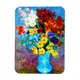 Van Gogh Flowers in een Blue Vase Magneet