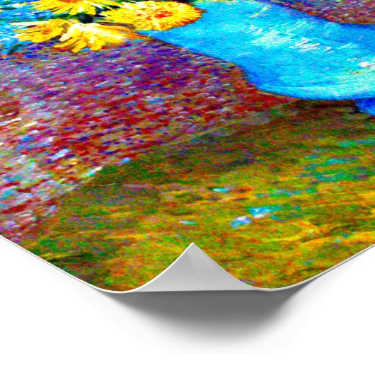 Van Gogh Flowers in een Blue Vase Poster (Hoek)