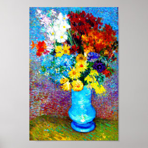 Van Gogh Flowers in een Blue Vase Poster