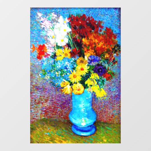 Van Gogh Flowers in een Blue Vase Raamsticker (Vel)