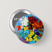 Van Gogh Flowers in een Blue Vase Ronde Button 5,7 Cm (Voorkant /achterkant)