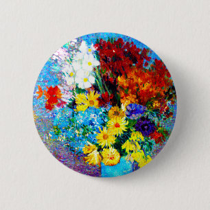 Van Gogh Flowers in een Blue Vase Ronde Button 5,7 Cm