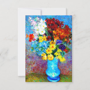 Van Gogh Flowers in een Blue Vase RSVP Kaartje