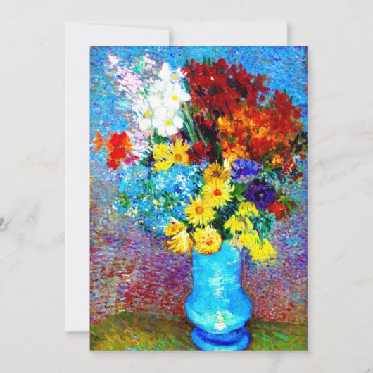 Van Gogh Flowers in een Blue Vase Save The Date (Voorkant)