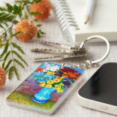 Van Gogh Flowers in een Blue Vase Sleutelhanger (Voorkant Rechts)