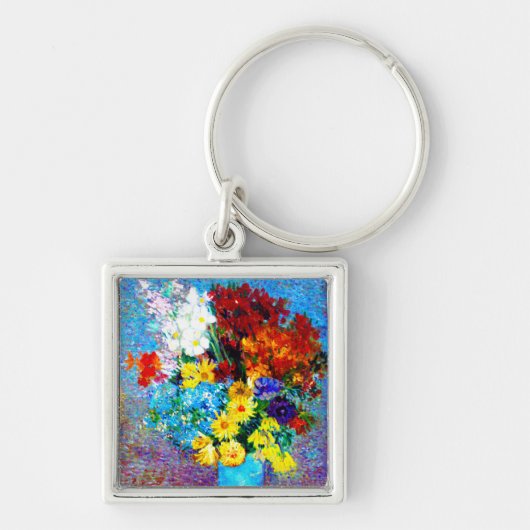 Van Gogh Flowers in een Blue Vase Sleutelhanger (Voorkant)