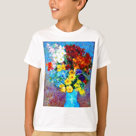 Van Gogh Flowers in een Blue Vase T-shirt (Voorkant)