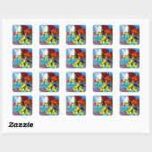 Van Gogh Flowers in een Blue Vase Vierkante Sticker (Vel)