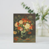  Van Gogh Flowers Red Vase met anjers Briefkaart (Staand voorkant)