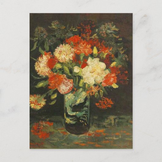  Van Gogh Flowers Red Vase met anjers Briefkaart (Voorkant)