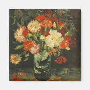 Van Gogh Flowers Red Vase met anjers Magneet