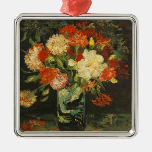  Van Gogh Flowers Red Vase met anjers Metalen Ornament