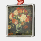 Van Gogh Flowers Red Vase met anjers Metalen Ornament (Links)
