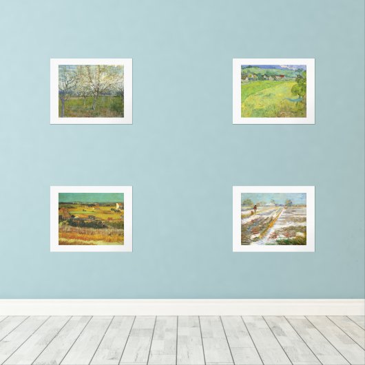 Van Gogh Four Seasons Fine Art Landscapes Muurkunst Sets (Houten vloer)