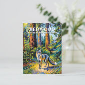 Van Gogh Fox Redwood National Park Forest Custom Briefkaart (Staand voorkant)