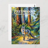 Van Gogh Fox Redwood National Park Forest Custom Briefkaart (Voorkant / Achterkant)
