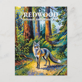 Van Gogh Fox Redwood National Park Forest Custom Briefkaart