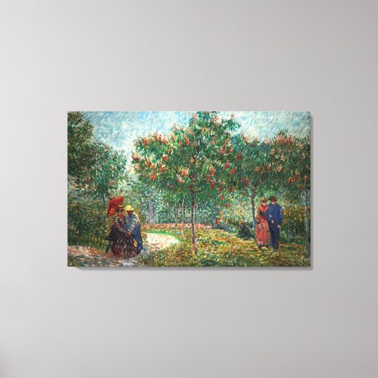 Van Gogh Garden in Montmartre met liefhebbers Canvas Afdruk (Voorkant)