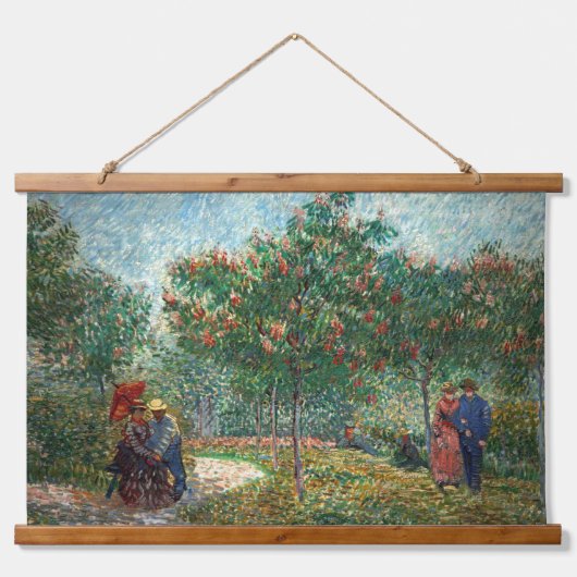 Van Gogh Garden in Montmartre met liefhebbers Hangend Wandkleed (Voorkant)