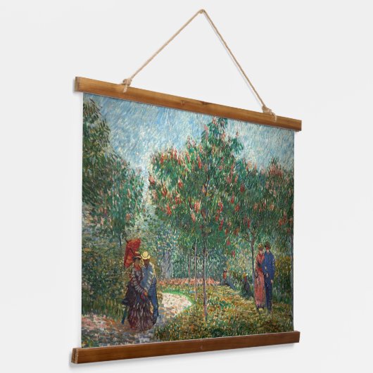 Van Gogh Garden in Montmartre met liefhebbers Hangend Wandkleed (Gebogen)